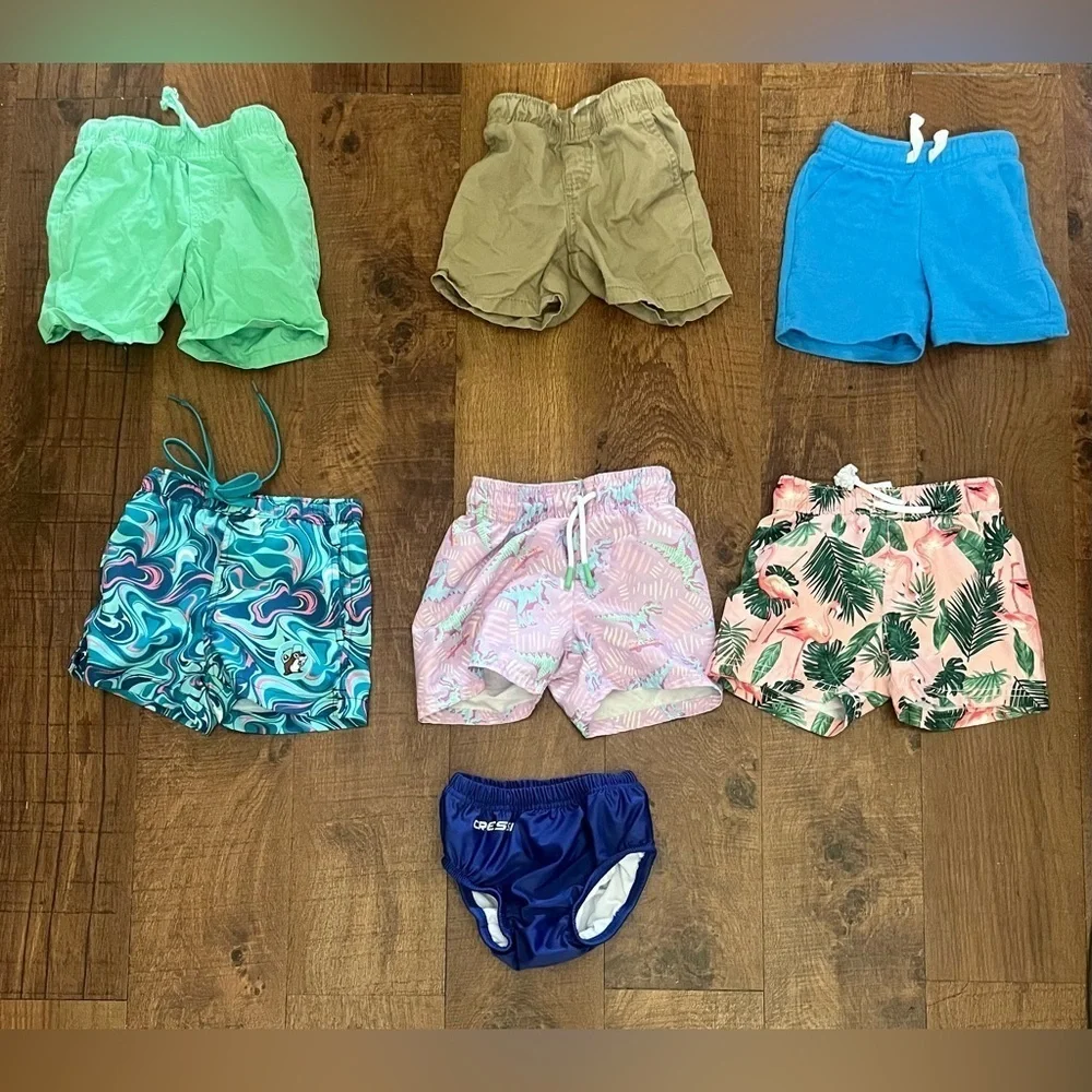 Toddler boy clothing bundle 19 pieces 2T swim trunks shorts tshirts